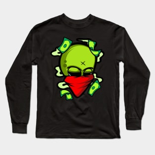 alien with money cartoon Long Sleeve T-Shirt